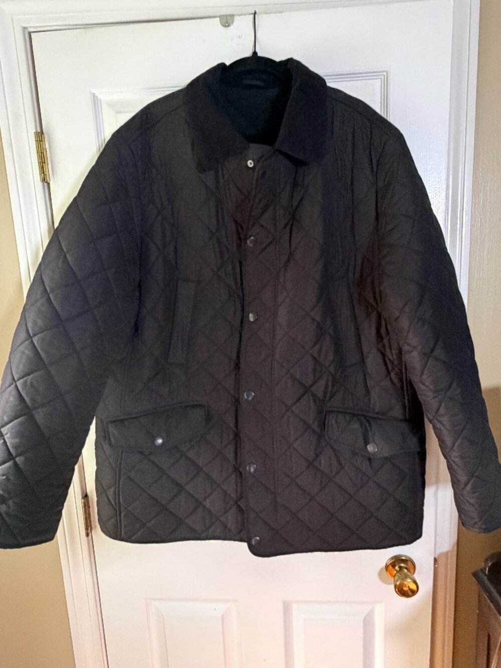Barbour Bardon Quilted Jacket Mens XXL Black Fleece Lined Diamond Quilt Coat